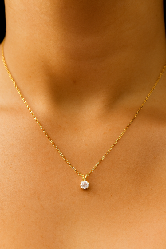 Azure Cubic Zirconia Gold Pendant Necklace