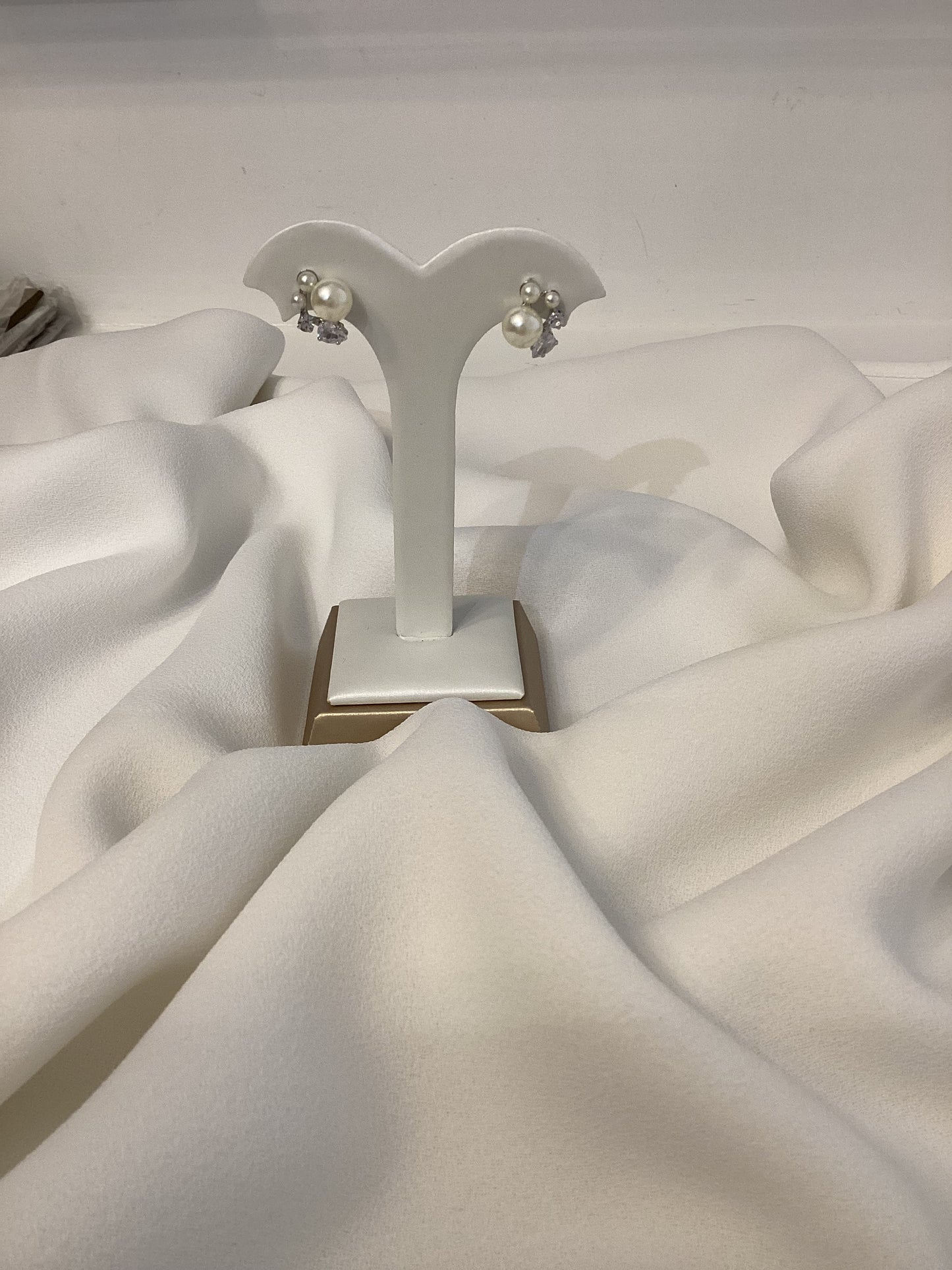 DBC Pearl & Crystal Silver Climber Earrings