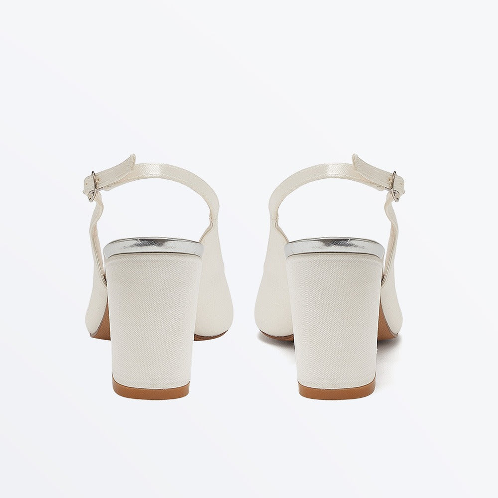 Rainbow Club Faith - Ivory Wide Fitting Wedding Slingbacks Block Heel Shoes