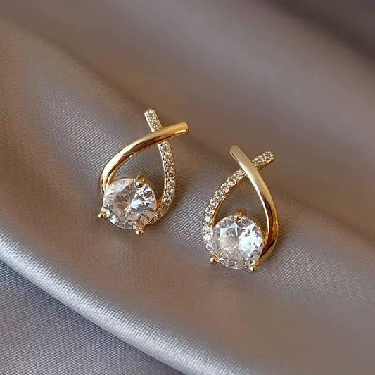 EC65 Gold & Crystal Clip On Earrings