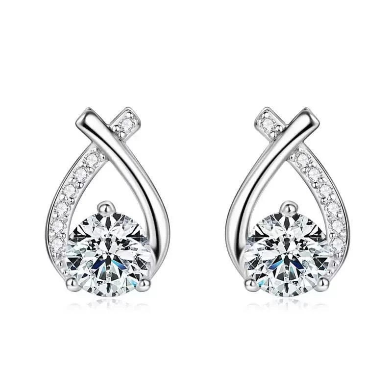EC Silver & Crystal Clip On Earrings