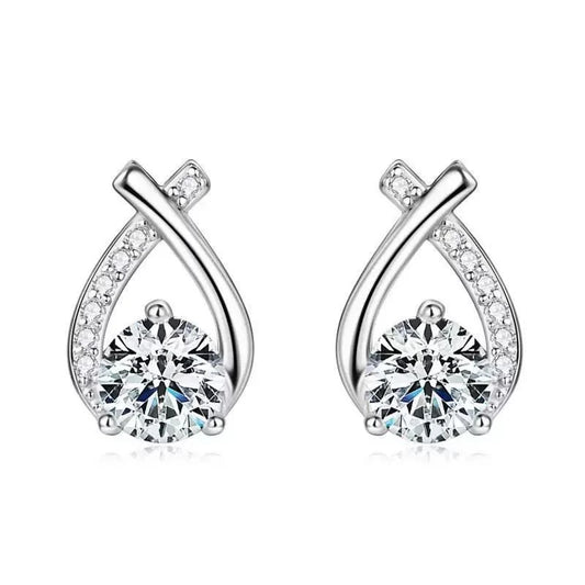 EC Silver & Crystal Clip On Earrings