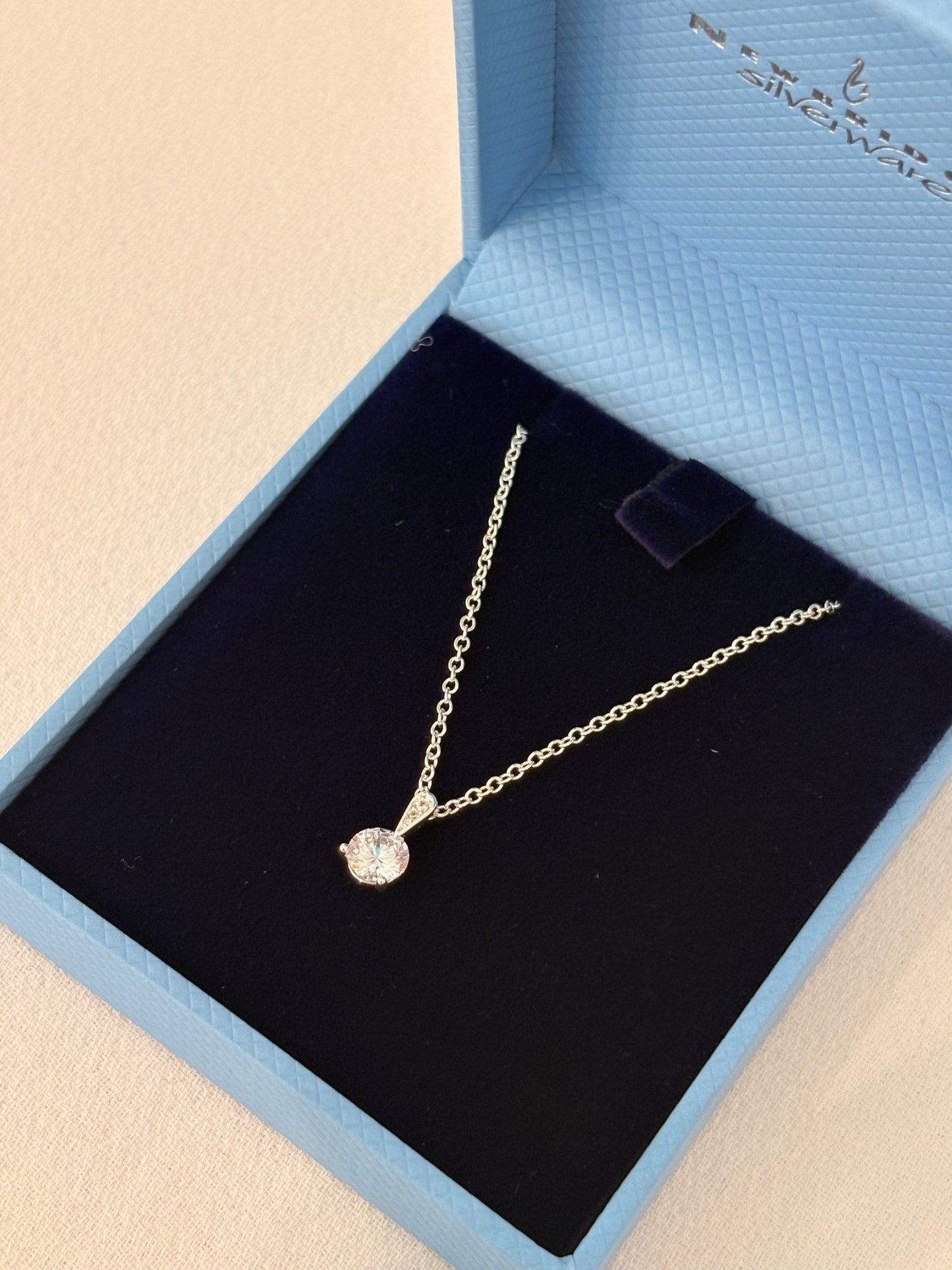 Newbridge Silverware Silver Plated Solitaire Cubic Zirconia Pendant/Necklace