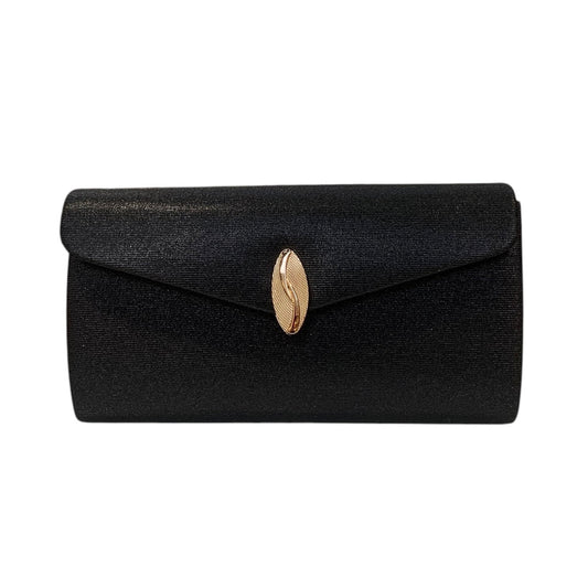 Black Clutch Bag With Gold Clasp