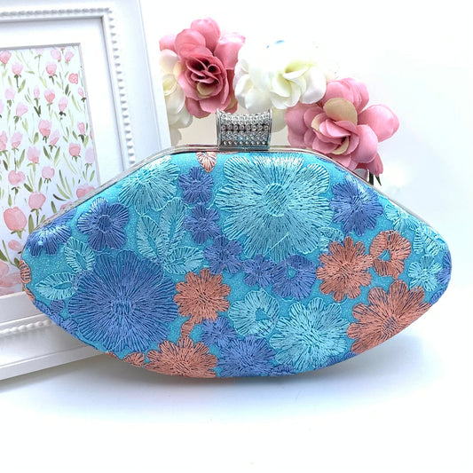 Multi Coloured Clutch With Silver Trim