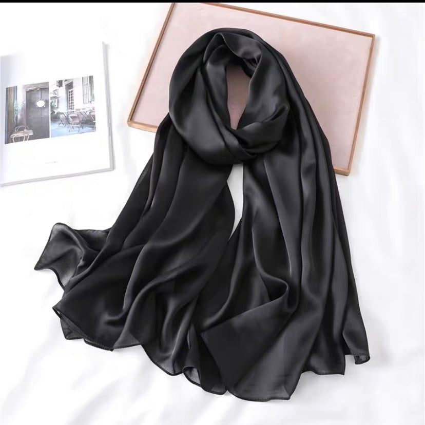 Plain Long Silk Feel Scarves