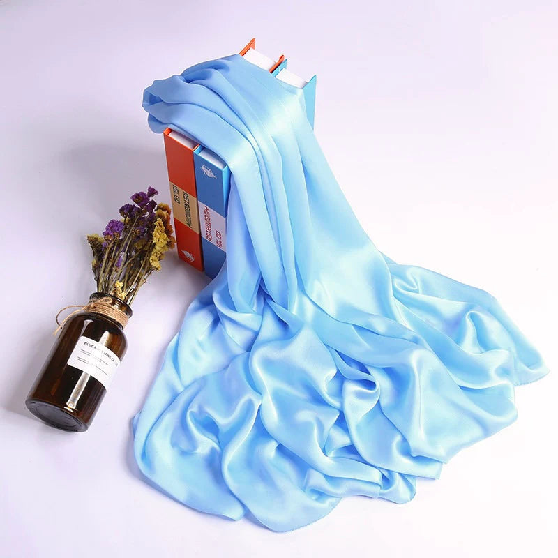 Plain Long Silk Feel Scarves