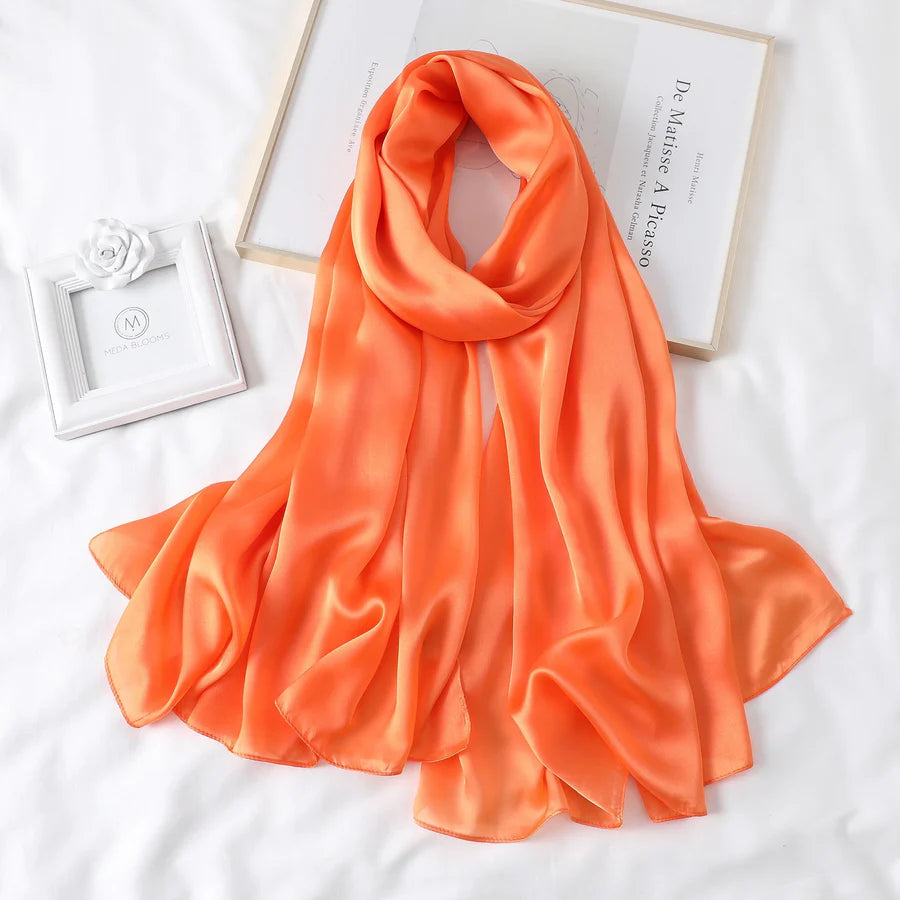 Plain Long Silk Feel Scarves