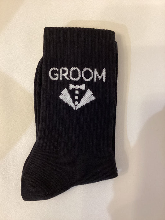 Groom Black Socks With Dicky Bow Print