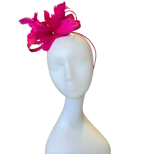 Magenta Feather Fascinator~D34