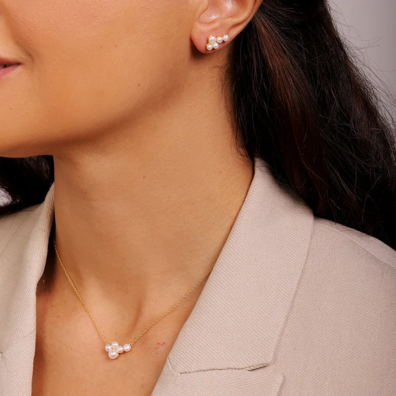 GT Pearl Cluster Gold Necklace