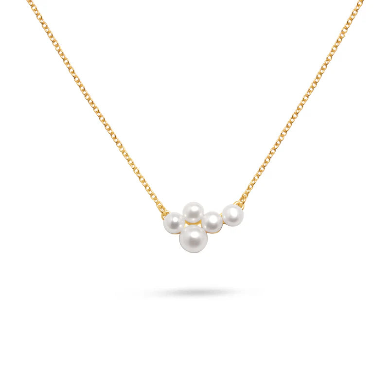 GT Pearl Cluster Gold Necklace