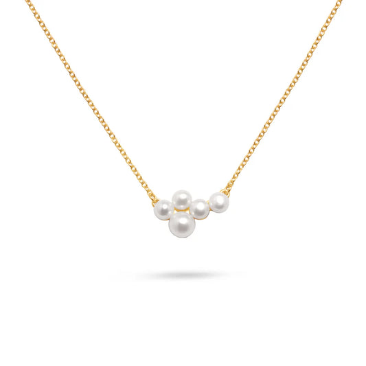 GT Pearl Cluster Gold Necklace