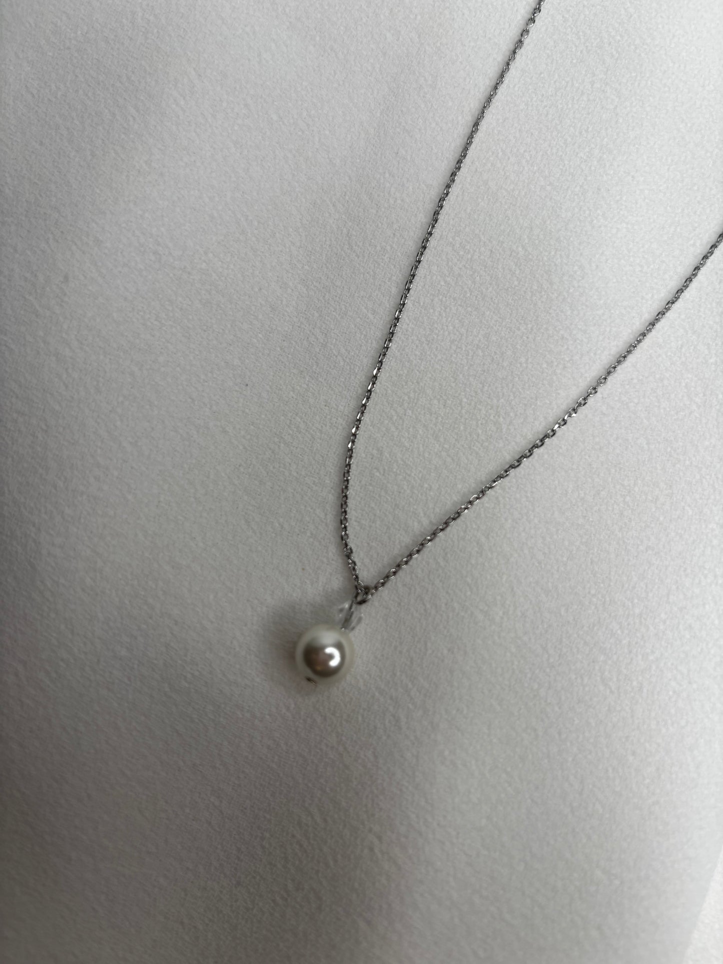 Pearl Necklace On Silver Extendable Chain