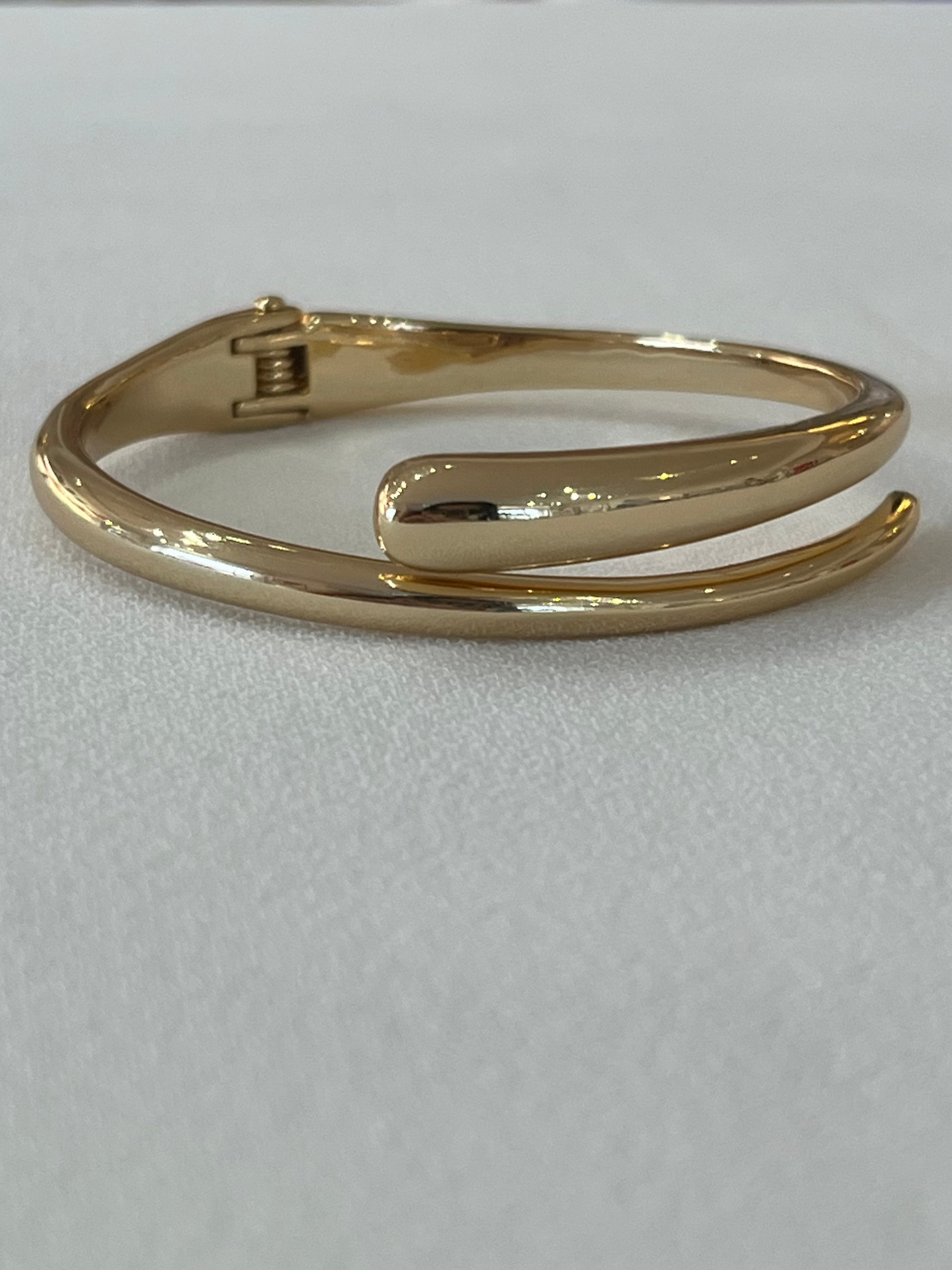 Modern Gold Bangle With Hinged Open Cuff