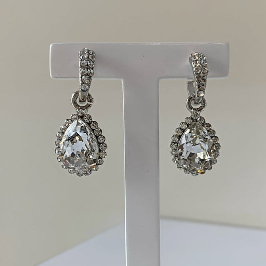 Vintage Lou Lou Teardrop Silver Crystal Earrings