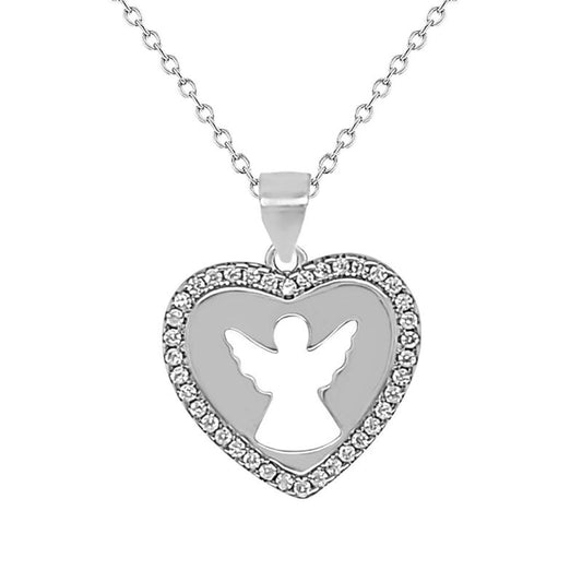 Sterling Silver CZ heart Shape Communion Pendant/Necklace