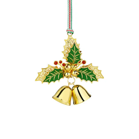 Newbridge Silverware Gold Plated Holly Bells Xmas Tree Decoration