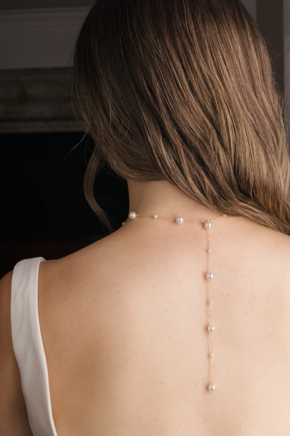 Perfect Bridal Company Miami Pearl & Gold Back Drop Necklace