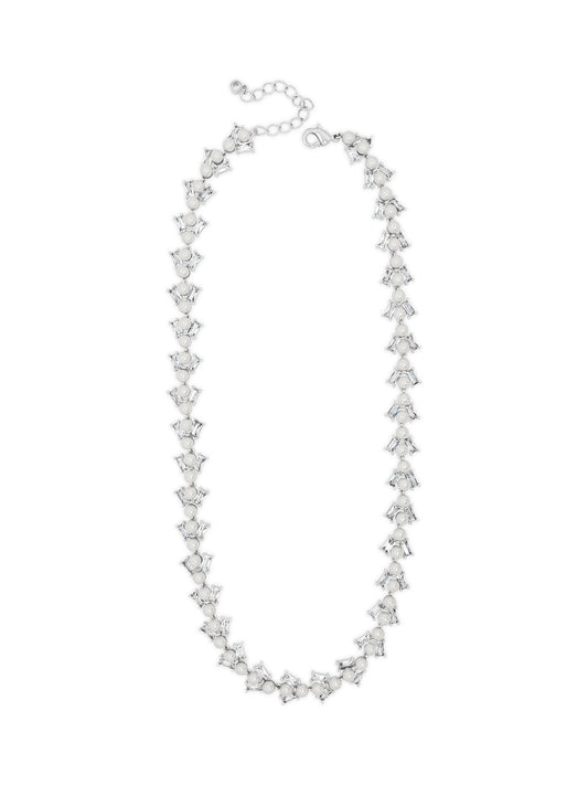 Pearl & Crystal Silver Necklace