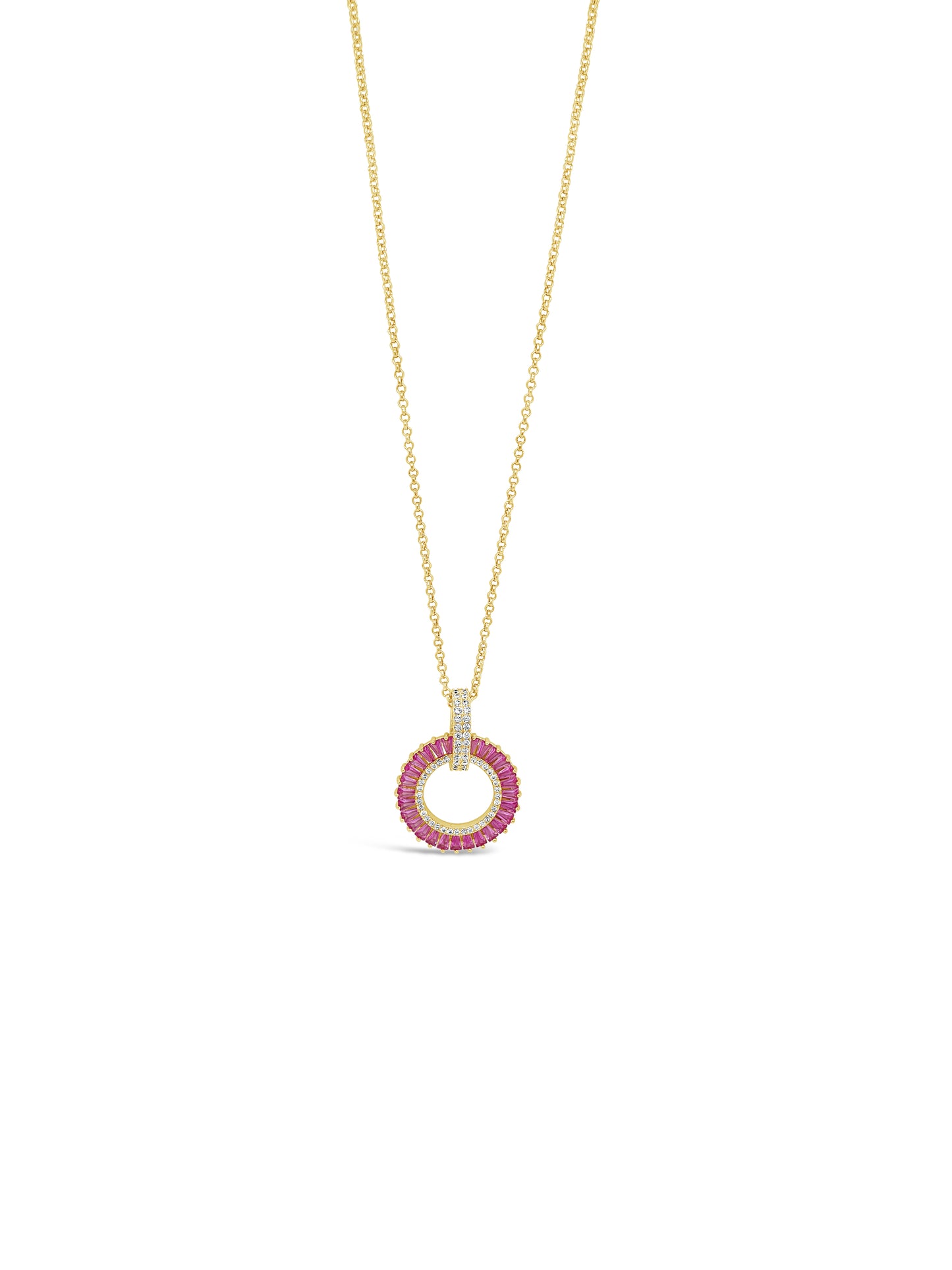 Gold Crystal & Pink Ring Necklace