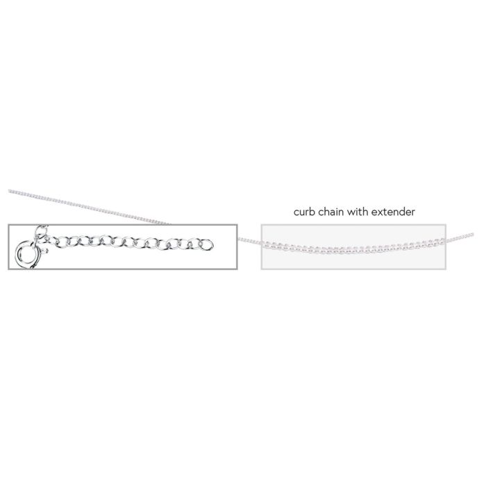 GKO Sterling Silver Curb Chain with extender