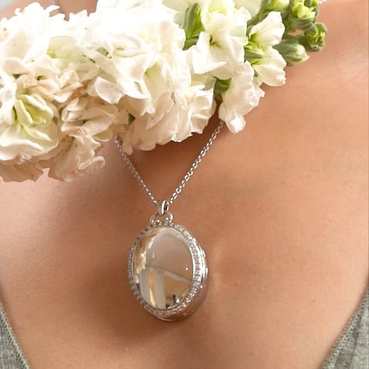 Newbridge Silverware locket with clear stones