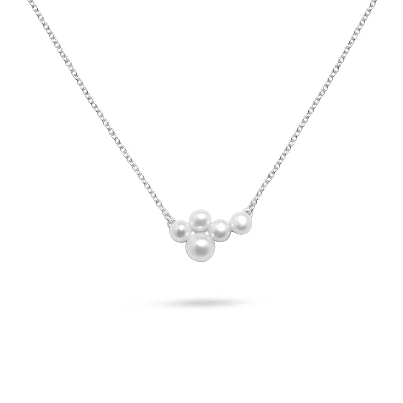 GT Pearl Cluster Silver Necklace