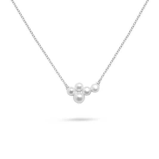 GT Pearl Cluster Silver Necklace