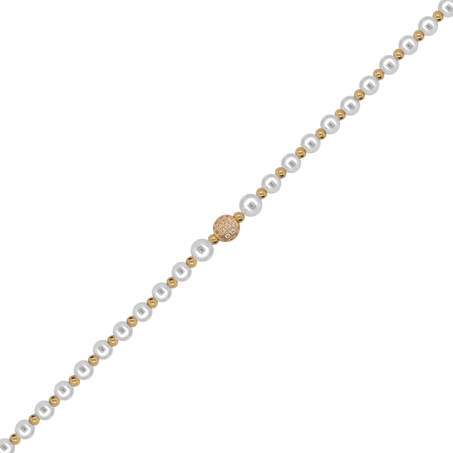 EV-Pearl & Gold Beaded Bracelet With Ext Chain
