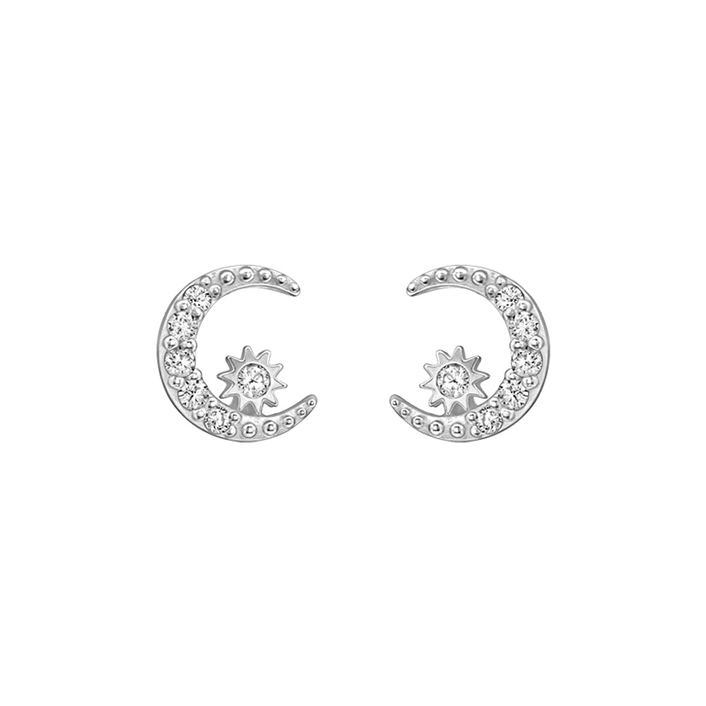 EV-Childs Moon & Star Silver Stud Earrings