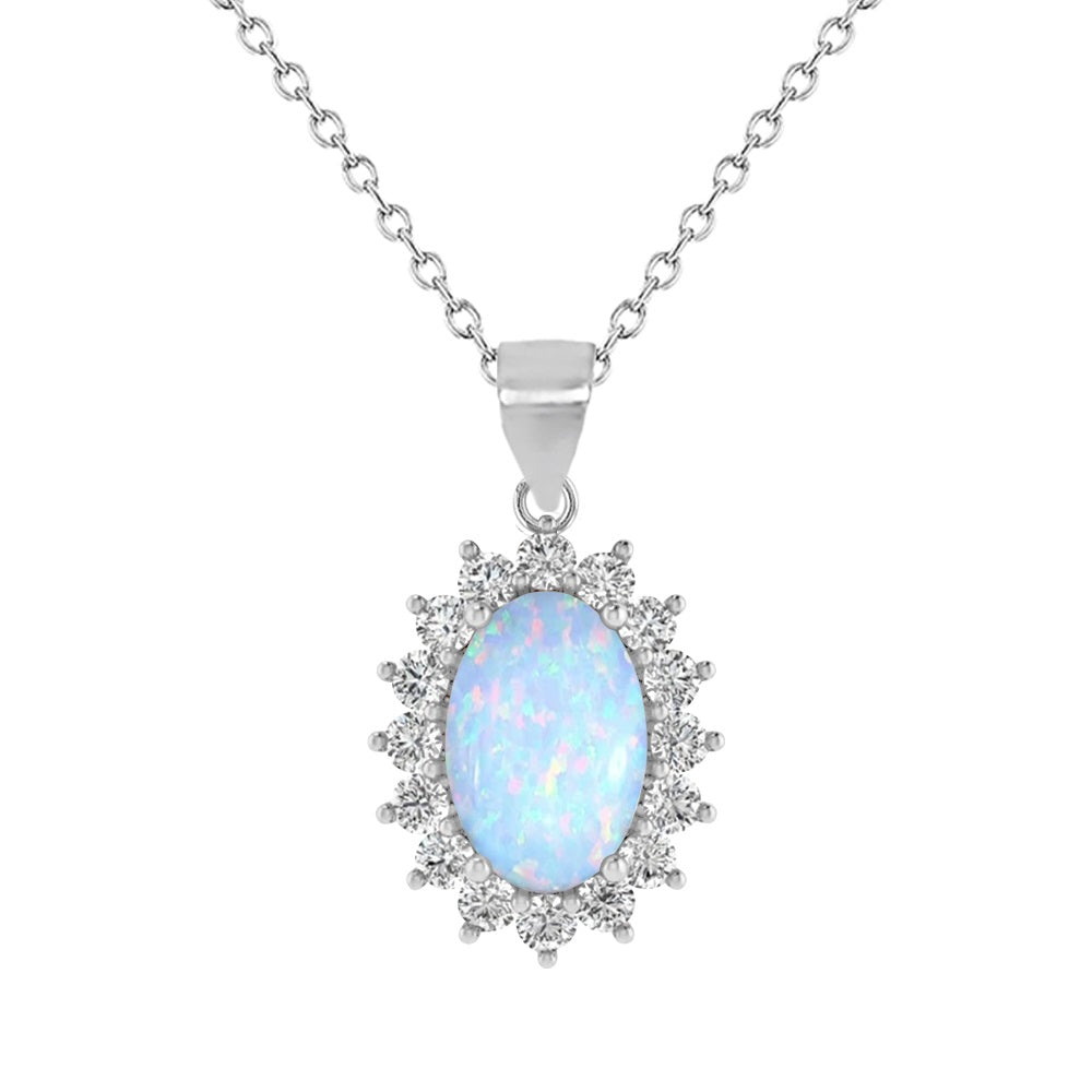 EV-Opal Pendant With CZ Edge Design