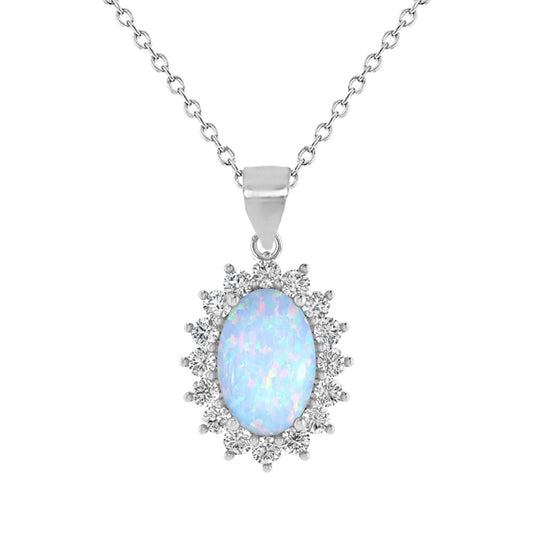 EV-Opal Pendant With CZ Edge Design