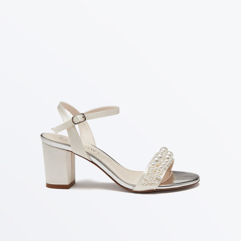 Rainbow Club Clara Ivory Satin Pearl Mid Heel WF Bridal Shoes