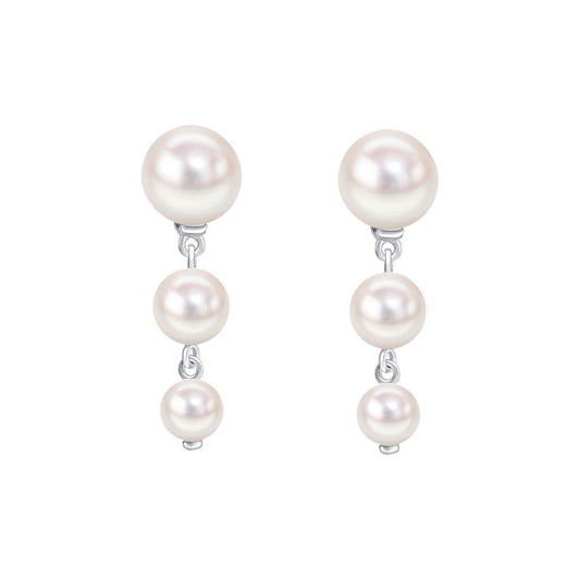 GKO Three Drop Freshwater Pearl Earrings