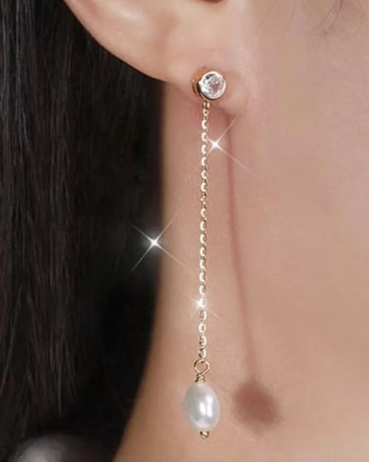 Azure Freshwater Pearl Drop Gold Earrings