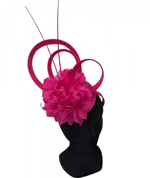 Emily Fascinator/Headpiece In Cerise Pink