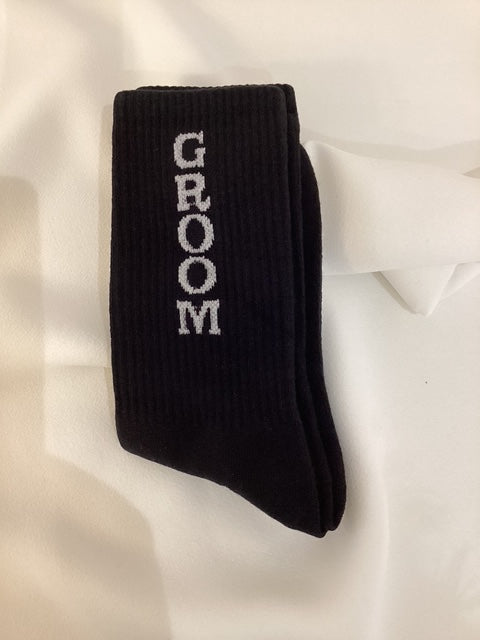 Gents "Groom" Black Socks