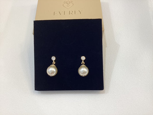 AB Pearl  & Crystal Gold Earrings