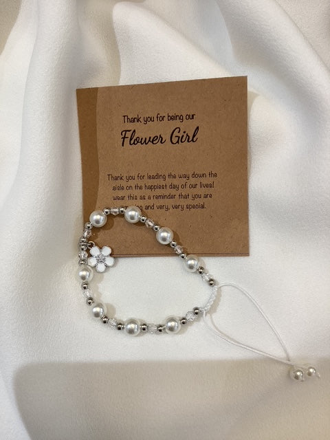 Flower Girl Braid Bracelet With Pearl Detail....