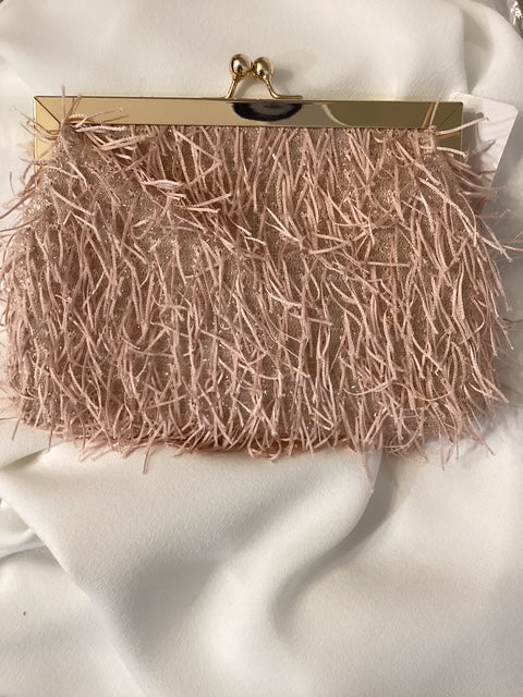 Louise Glittery Blush Snap Closure Clutch Bag