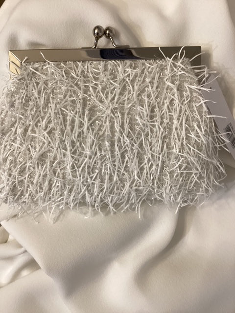 Louise Glittery White Snap Closure Clutch Bag