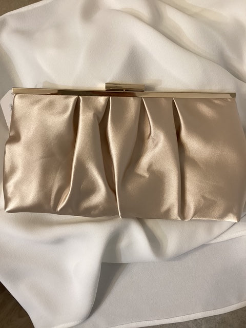 Penelope Ruched Champagne Satin Clutch Bag