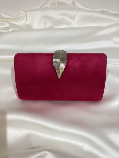 Fuchsia Clutch with Silver Feather Clasp