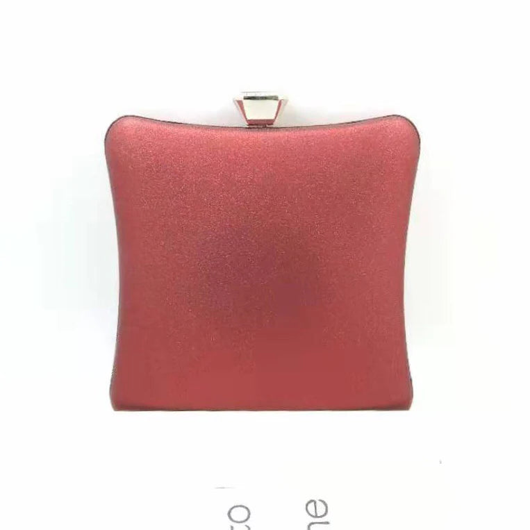 Burgundy Shimmer Clutch Bag With Silver Trim
