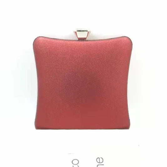 Burgundy Shimmer Clutch Bag With Silver Trim