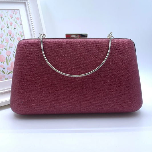 Burgundy Clutch With Silver Trim
