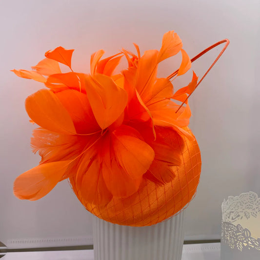 Orange Feather Fascinator/Headpiece