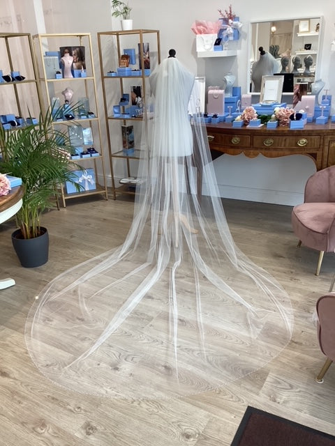 TBB7 Single tier veil pearl and crystal edge
