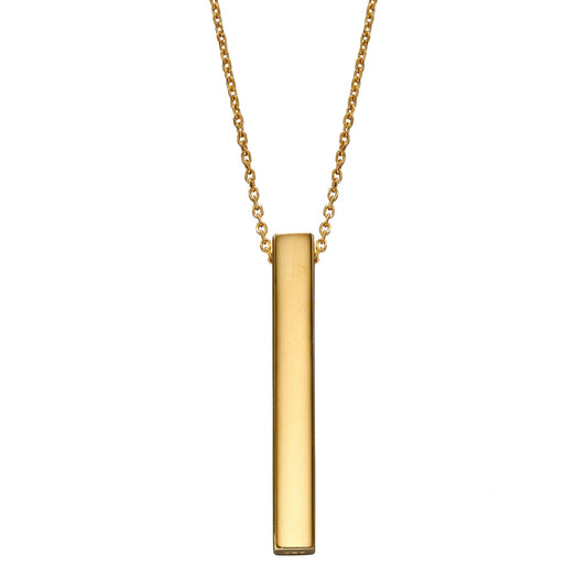 Gold Engravable 4-side Vertical Bar Necklace GKO